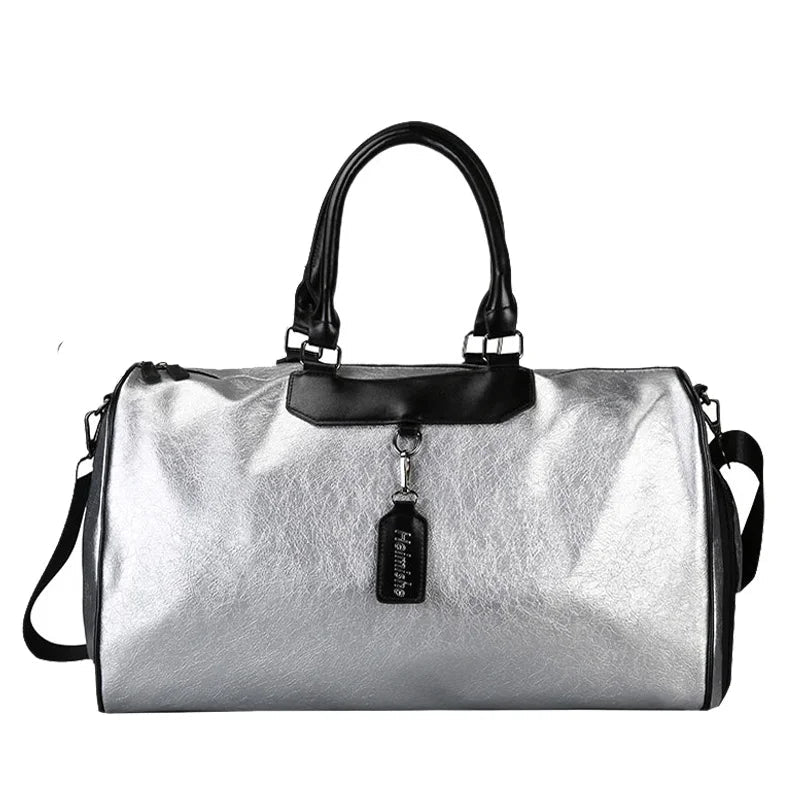 Classy Silver Gym Bag with Bag Tag