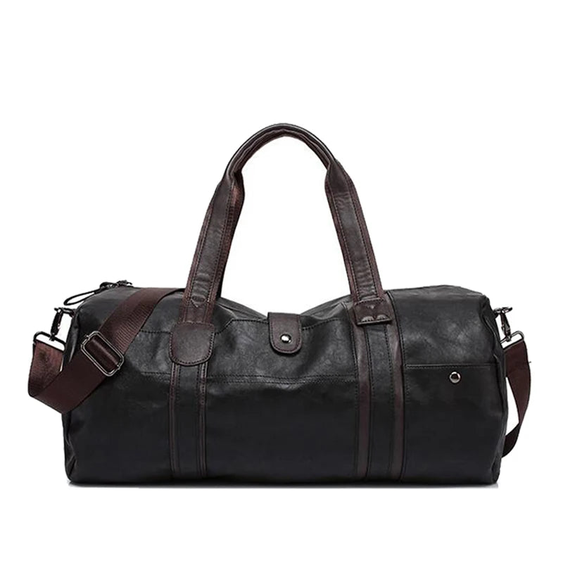 Cylindrical Soft Leather Gym Bag