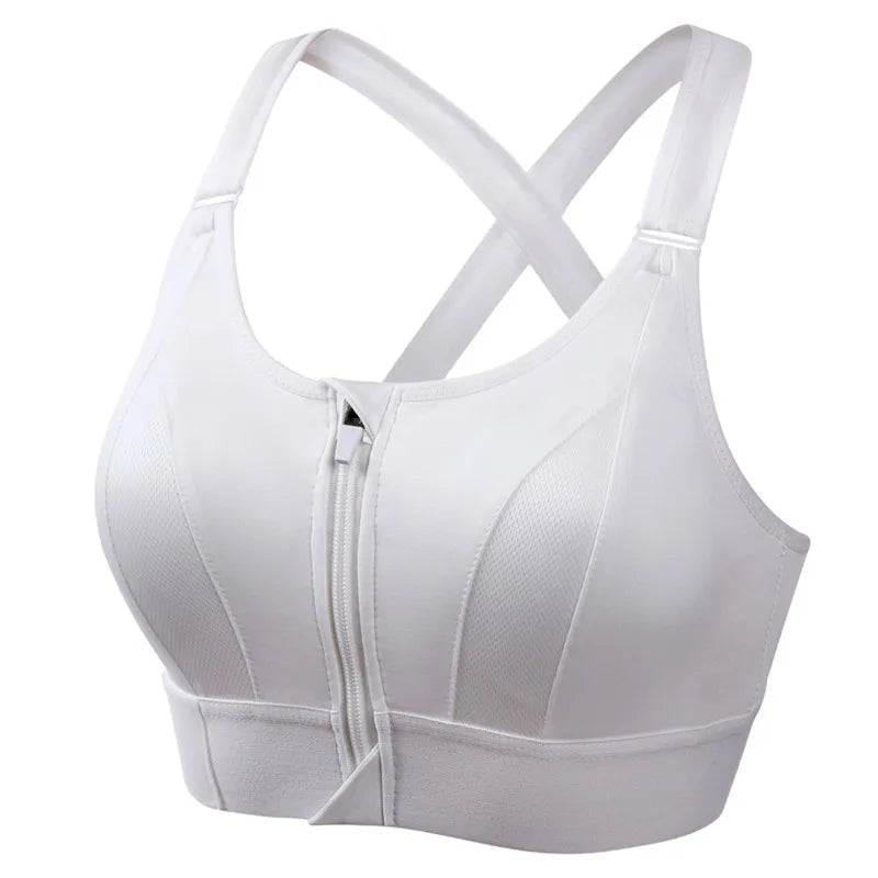 Shockproof Front Zipper Sports Bra