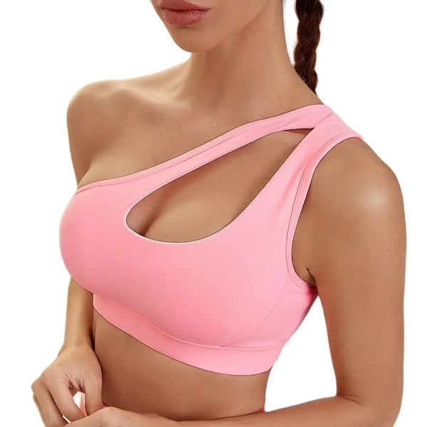 One Shoulder Quick Dry Yoga Sports Bra